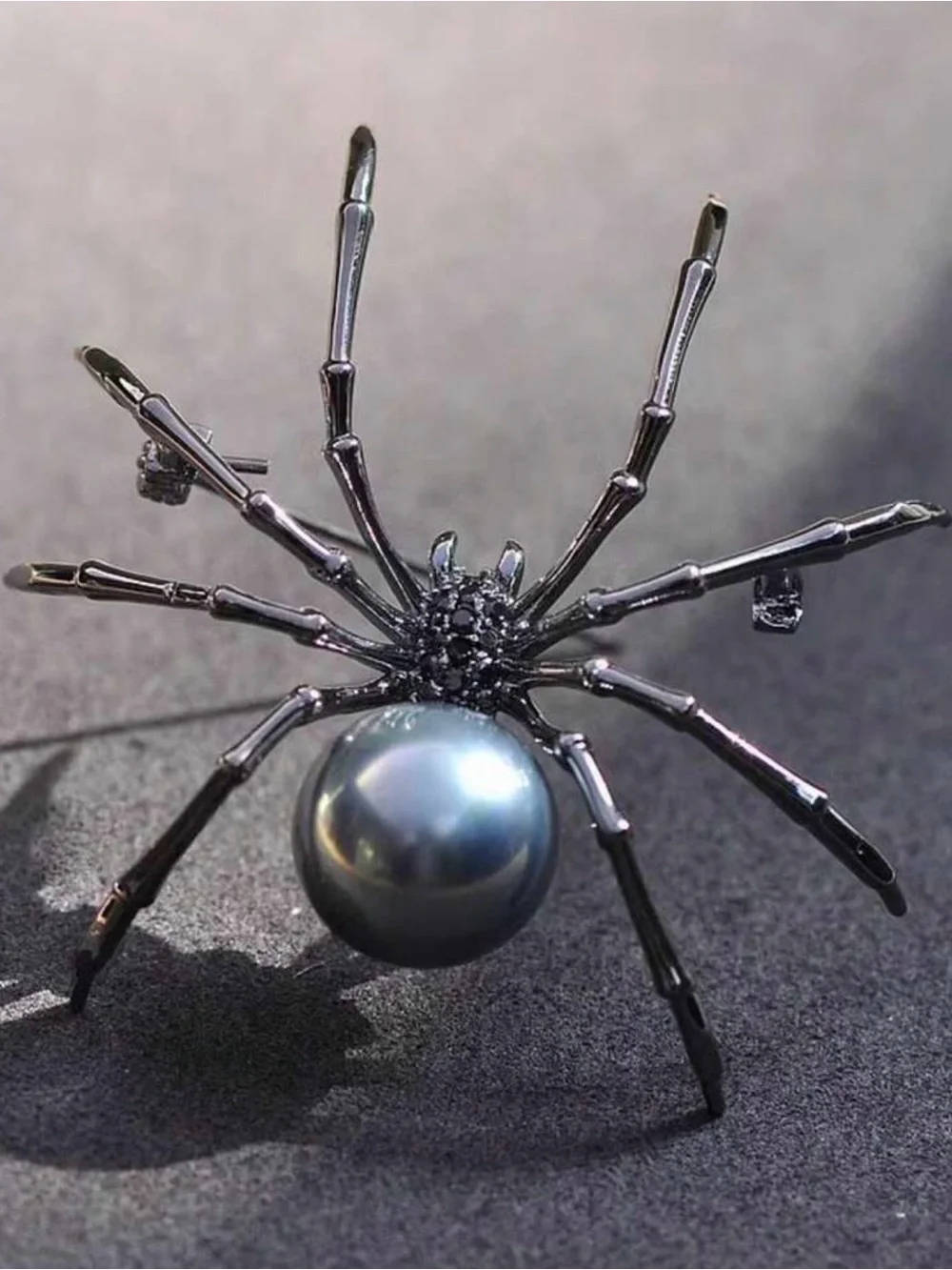 Black Spider Pearl Brooch - Women's Jewelry